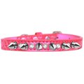 Petpal Silver Spike & Clear Jewel Croc Dog Collar; Bright Pink - Size 14 PE825885